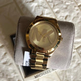 Michael Kors Slim Runway Analog Gold Dial Gold Steel Strap Watch For Women - MK3739