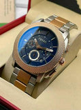 Fossil Machine Blue Dial Two Tone Steel Strap Watch for Men - FS5037