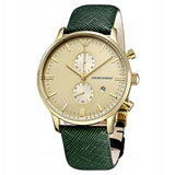 Emporio Armani Chronograph Champagne Dial Green Leather Strap Watch For Men - AR1722