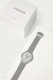 Calvin Klein Minimal White Dial Silver Mesh Bracelet Watch for Men - K3M5115X