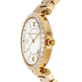 Michael Kors Parker Mother of Pearl White Dial Gold Steel Strap Watch For Women - MK4693