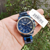 Fossil Grant Chronograph Blue Dial Blue Steel Strap Watch for Men - FS5230