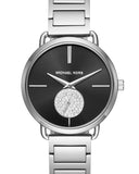 Michael Kors Portia Black Dial Silver Steel Strap Watch for Women - MK3638