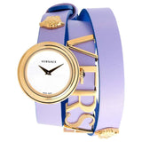 Versace V-Flare Silver Dial Purple Leather Strap Watch for Women - VEBN00318