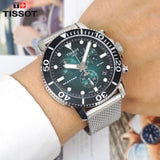 Tissot Seastar 1000 Chronograph Green Dial Silver Mesh Bracelet Watch For Men - T120.417.11.091.00