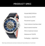 Maserati Ingegno Automatic Blue Skeleton Dial Black Leather Strap Watch For Men - R8821119004