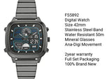 Fossil Retro Analog-Digital Black Dial Grey Steel Strap Watch for Men - FS5892