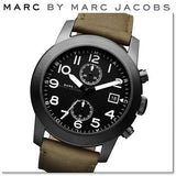 Marc Jacobs Larry Chronograph Black Dial Grey Leather Strap Watch for Men - MBM5034
