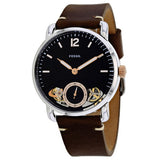 Fossil The Commuter Twist Black Dial Brown Leather Strap Watch for Men -  ME1165