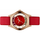 Marc Jacobs Henry Skeleton Red Dial Red Leather Strap Watch for Women - MBM1338