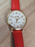 Coach Delancey Ivory Dial Orange Leather Strap Watch for Women - 14502719