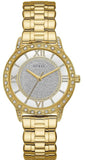 Guess Analog Diamonds Silver Dial Gold Steel Strap Watch For Women - W1013l2