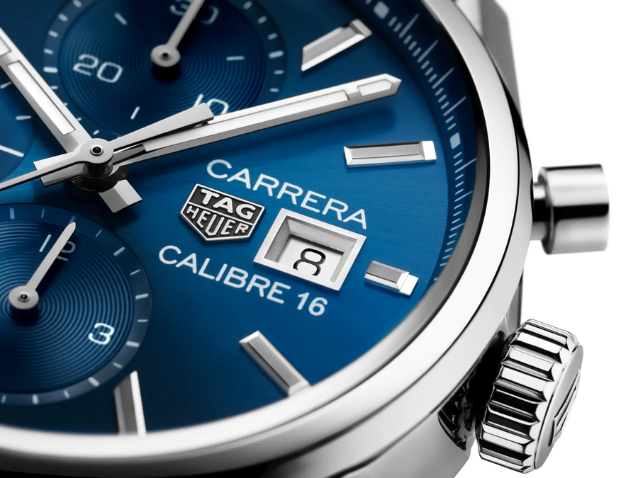 Tag Heuer Carrera Chronograph 41mm Blue Dial Silver Steel Strap Watch for Men - CBK2112.BA0715