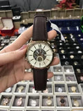 Fossil Flynn Mechanical Skeleton Beige Dial Brown Leather Strap Watch for Men - BQ2215