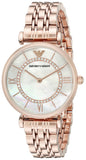 Emporio Armani Gianni T Bar Mother of Pearl Rose Gold Stainless Steel Strap Watch For Women - AR1909