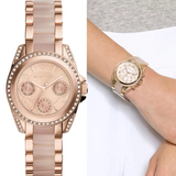 Michael Kors Blair Rose Gold Dial Two Tone Steel Strap Watch for Women - MK6175