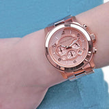 Michael Kors Runway Chronograph Rose Gold Dial Rose Gold Steel Strap Watch for Men - MK8096