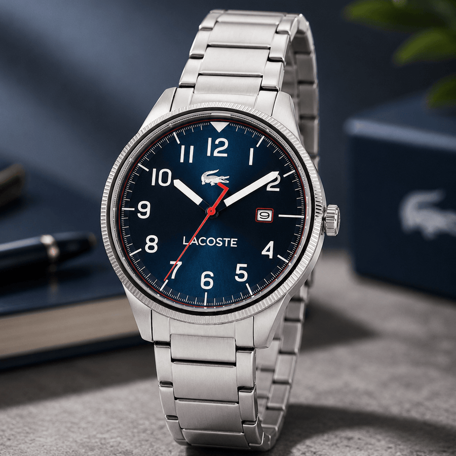 Lacoste Continental Blue Dial Silver Steel Strap Watch for Men - 2011022