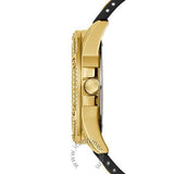 Guess Queen Quartz Gold Dial Black Silicone Strap Watch For Women - GW0536L3