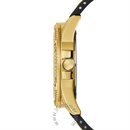 Guess Queen Quartz Gold Dial Black Silicone Strap Watch For Women - GW0536L3