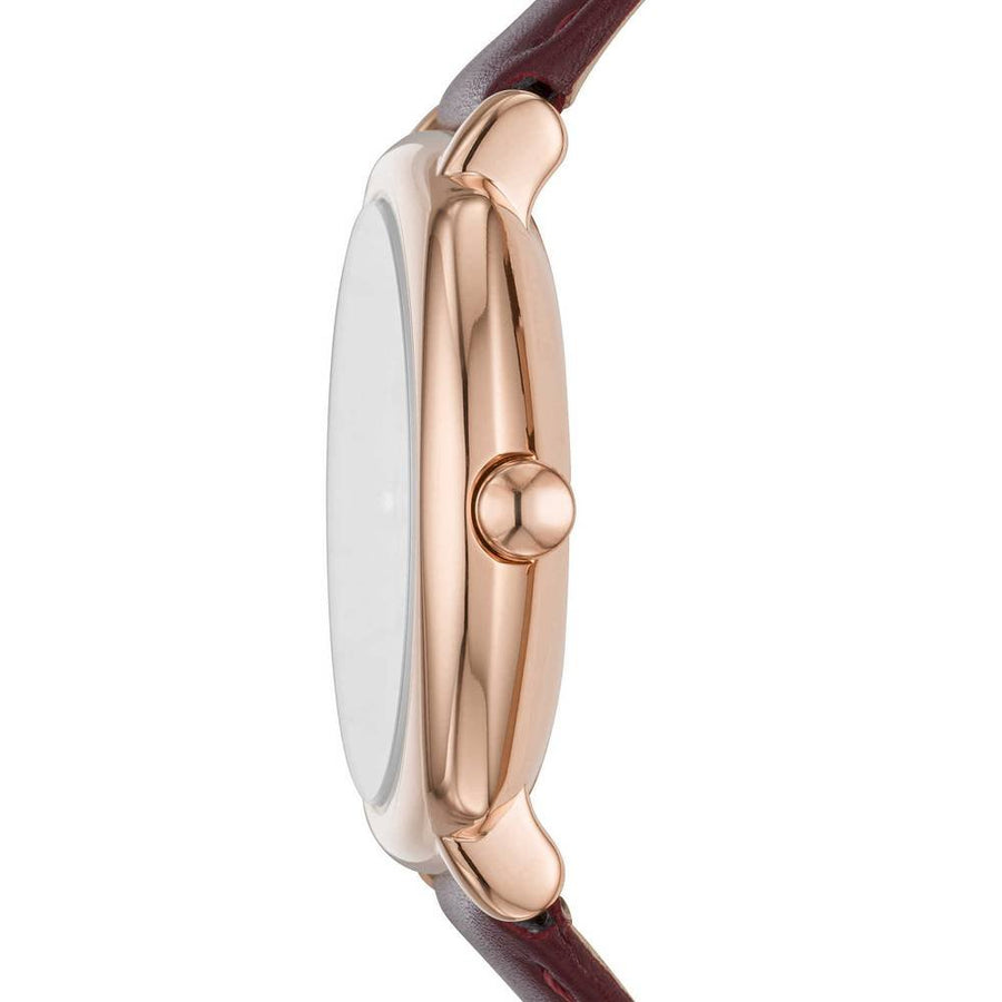 Marc Jacobs Mandy White Dial Brown Leather Strap Watch for Women - MJ1598