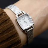 Tissot Lovely Square Silver Dial Silver Mesh Bracelet Watch For Women - T058.109.11.036.00