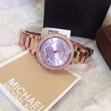 Michael Kors Parker Purple Dial Rose Gold Steel Strap Watch for Women - MK6169