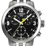 Tissot PRC 200 Chronograph Black Dial Silver Steel Strap Watch For Men - T114.417.11.057.00