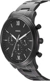 Fossil Neutra Chronograph Black Dial Black Steel Strap Watch for Men - FS5474