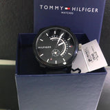 Tommy Hilfiger Denim Quartz Black Dial Black Rubber Strap Watch for Men - 1791483