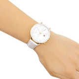 Tommy Hilfiger Carly Silver Dial Cream Leather Strap Watch for Women - 1781790