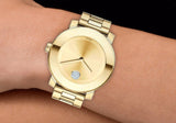 Movado Bold Gold Dial Yellow Gold Steel Strap Watch for Women - 3600104