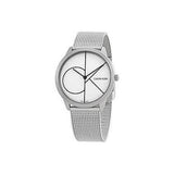 Calvin Klein Minimal White Dial Silver Mesh Bracelet Watch for Women - K3M5215X