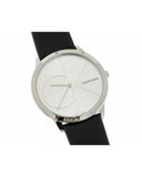 Calvin Klein Minimal Silver Dial Black Leather Strap Watch for Men - K3M211CY