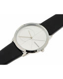 Calvin Klein Minimal Silver Dial Black Leather Strap Watch for Men - K3M211CY