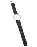 Calvin Klein Minimal Silver Dial Black Leather Strap Watch for Women - K3M221C6