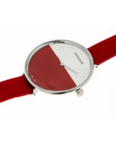 Calvin Klein Rise Yellow Red Dial Red Leather Strap Watch for Women - K7A231UP