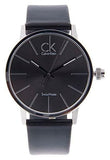 Calvin Klein Post Minimal Black Dial Black Leather Strap Watch for Men - K7621401