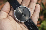 Calvin Klein Accent Black Dial Black Leather Strap Watch for Men - K2Y211C3