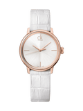 Calvin Klein Accent White Dial White Leather Strap Watch for Women - K2Y2Y6K6