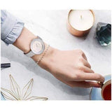 Calvin Klein Chic Silver Dial White Leather Strap Watch for Women - K7N23UP8