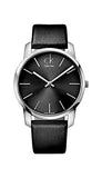 Calvin Klein City Black Dial Black Leather Strap Watch for Men - K2G21107