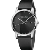 Calvin Klein City Quartz Black Dial Black Leather Strap Watch for Men - K2G2G1C1