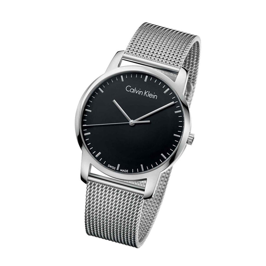 Calvin Klein City Chronograph Black Dial Silver Mesh Bracelet Watch for Men - K2G2G121