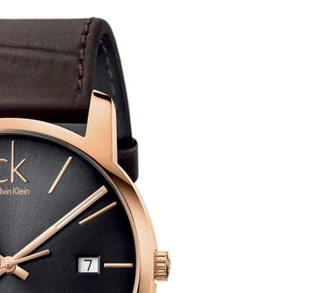 Calvin Klein City Chronograph Brown Dial Brown Leather Strap Watch for Men - K2G2G6G3