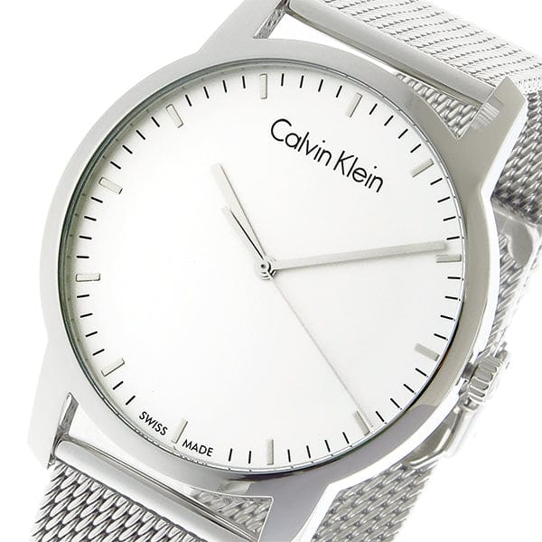 Calvin Klein City Chronograph White Dial Silver Mesh Bracelet Watch for Men - K2G2G126