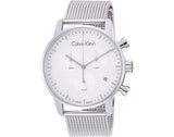 Calvin Klein City Chronograph White Dial Silver Mesh Bracelet Watch for Men - K2G27126