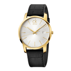 Calvin Klein City Mother of Pearl White Dial Black Leather Strap Watch for Men - K2G2G5C6