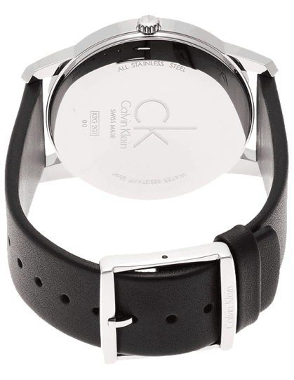 Calvin Klein City White Dial Black Leather Strap Watch for Men - K2G2G1CD