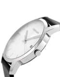 Calvin Klein City White Dial Black Leather Strap Watch for Men - K2G2G1CD